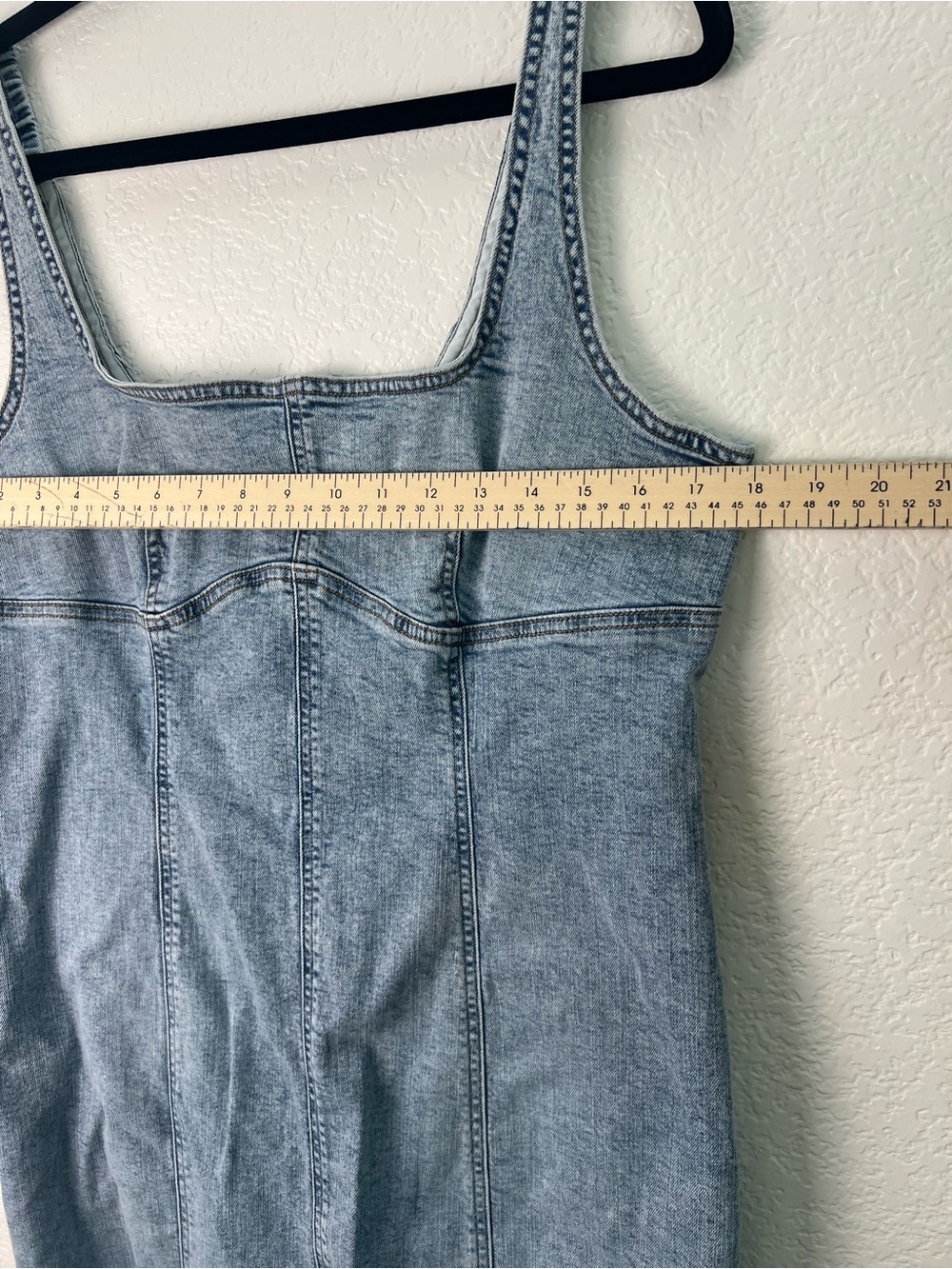Wild Fable Denim Midi Dress Light Wash Bodycon Square Neck Side Slit Large - Picture 6 of 14